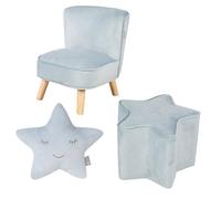 Ensemble Fauteuil + Pouf + Coussin Décoratif Étoile Lil Sofa Bleu Clair TU