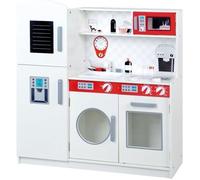 ROBA Grande Cuisine Enfant en Bois + Accessoires Variés - Blanc/rouge