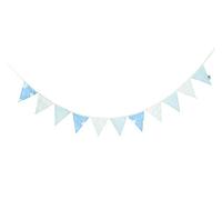 roba Guirlande de Fanions en Tissu "Kleine Wolke blau" - 12 Drapeaux Triangles - Longueur 2m - Décoration Chambre Bébé et Enfant - Bleu