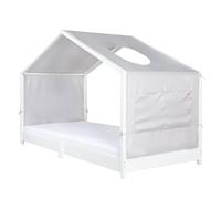 roba Housse pour lits maison Montessori 90 x 200 cm - accessoire assorti pour transformer le lit en lit à baldaquin - avec 3 poches de rangement et fenêtre de toit - gris clair