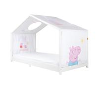Toile de Lit Cabane - ROBA - Peppa Pig - 90 x 200 cm - 3 Poches de Rangement - Fenêtre de Toit - Rose/Blanc