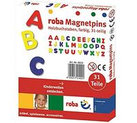 roba Lettres Magnétiques pour Enfants - 31 Pièces - Alphabet ABC Aimantés en Bois - Jouet Éducatif - Multicolore