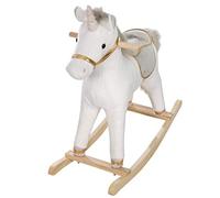 roba Licorne à Bascule à Effets Sonores - pour Enfant de 2 à 6 Ans - Cheval d'Équitation en Peluche Douce - Blanc/gris