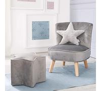 Ensemble Fauteuil + Pouf + Coussin Décoratif Étoile Lil Sofa Gris Argenté TU