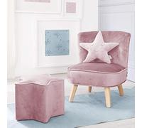 Ensemble Fauteuil + Pouf + Coussin Décoratif Étoile Lil Sofa Rose Pastel TU