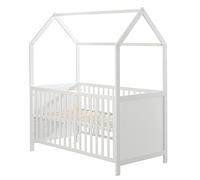 roba Lit Bébé Cabane Évolutif 70x140 - Convertible en Canapé - Réglable en Hauteur - Blanc