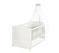 roba Lit bébé Complet 70 x 140 cm - Woodland Buddies - Convertible avec Accessoires - Matelas et baldaquin pour bébés et Tout-Petits - Ensemble de literie 100 x 135 cm - Blanc/Vert