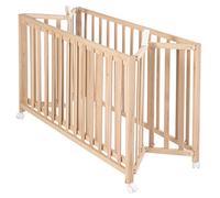 Roba Lit bébé pliant Fold Up Hêtre 60×120 cm avec roulettes à freins Naturel