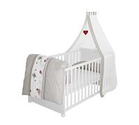 roba Lit Bébé Évolutif 70 x 140 cm Complet - Équipements Inclus - Réglable en Hauteur - 3 Barreaux Amovibles - 0 à 7 Ans - Blanc