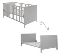 ROBA Lit Bébé Évolutif 70x140 - Réglable en Hauteur - 3 Barreaux Amovibles - Coins de Transformation Inclus - Bois Gris