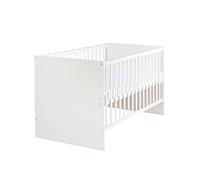 Roba Lit bébé évolutif Anton – 70 x 140 cm convertible, réglable, coins inclus, 3 barreaux, blanc