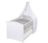 Lit bébé évolutif - 70 x 140 cm - ROBA - LITTLE STARS - Avec accessoires - Blanc