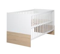 roba Lit Bébé Évolutif en Bois "Gabriella" - 70x140 cm - Hauteur Réglable - 0 à 7 Ans - Blanc/ Décor Bois