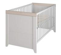 ROBA Lit Bébé Évolutif 70x140 cm - Helene - Réglable en Hauteur - Convertible en Lit Junior - Gris Clair / Décor Bois blanc TU
