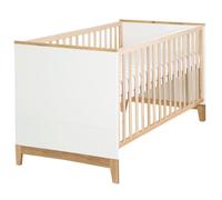 ROBA Lit Bébé Évolutif Finn 70x140 cm - Réglable en Hauteur - 3 Barreaux Amovibles - Blanc-Naturel
