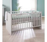 roba Lit Bébé Évolutif Lea - 70 x 140 cm - Convertible en Lit Enfant - Réglable en Hauteur - 3 Barreaux Amovibles - Beige/Gris