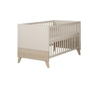 Lit bébé évolutif en lit junior - 70 x 140 cm - SIDNEY - Chêne / Beige