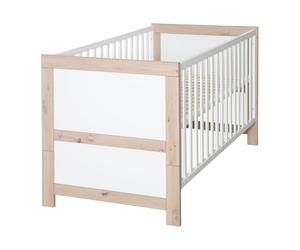 roba Lit bébé Malo 70 x 140 cm - Lit à barreaux évolutif - Hauteur réglable - Transformable en lit Junior - Bois laqué Blanc/décor chêne Sonoma