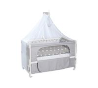 Roba Lit cododo complet Little Stars 60x120cm Blanc - 4 roues à freins - Hauteur réglable 6 niveaux