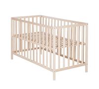 roba Lit Bébé Tout Barreaux "Cosi" 60x120 - 3 Positions d'Hauteur - Hêtre Massif Bio - Naturel