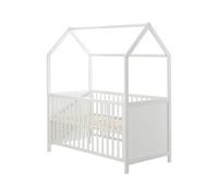 Roba Lit bébé Cabane évolutif 70x140 – Convertible en canapé, réglable en hauteur – Blanc