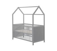 Roba – Lit cabane bébé évolutif 70x140 – Convertible junior & banc – Hauteur réglable – Gris/Taupe