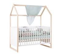 ROBA Lit Cabane 'Noah' 70 x 140 cm - Évolutif - Blanc / Chêne Tristan