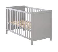 roba Lit Cododo 2en1 avec Sommier 60 x 120 + Matelas Respirant safe asleep - Convertible en Lit Bébé Indépendant - Réglable en Hauteur - 5 Barreaux Amovibles - Bois Laqué Gris
