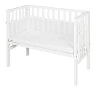 ROBA Berceau Cododo 2en1 Réglable safe asleep® 90 x 45 cm + Matelas + Barrière en Toile et Pourtour en Maille - Bois Laqué Blanc blanc TU