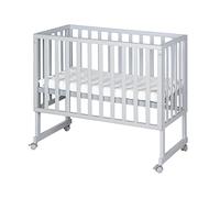 ROBA Berceau Cododo 3en1 Réglable ""safe asleep®"" 90 x 45 cm + Matelas + Barrière et 4 Roulettes avec Freins - Bois Laqué Taupe