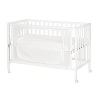 roba Lit Cododo Complet 60 x 120 cm - safe asleep® - Textiles avec Motif d'Étoiles - Matelas + Gigoteuse + Barrière de Sécurité Inclus - Bois Blanc