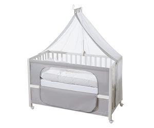 roba Lit Cododo Complet Heartbreaker - 60 x 120 cm - Lit Bébé + Textiles Complets à Motif Ours - Matelas, Ciel, Parure de Lit - 4 Roues à Freins - Bois Blanc