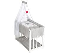 roba Lit Cododo et Berceau 4en1 Complet avec Patins Adam & Eule 90 x 45 cm Blanc - Équipements Inclus - Hauteur Réglable
