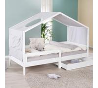roba Lit d'intérieur de 90 x 200 cm - Lit pour enfant selon le principe Montessori - Avec sommier à lattes et protection intégrée contre les chutes - Bois laqué blanc