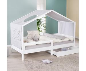 roba Lit d'intérieur de 90 x 200 cm - Lit pour enfant selon le principe Montessori - Avec sommier à lattes et protection intégrée contre les chutes - Bois laqué blanc