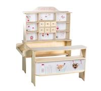 ROBA Marchande en Bois Café & Shop + Accessoires - Jouet d'Imitation - Naturel - À Partir de 3 Ans