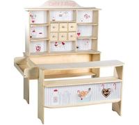 ROBA Marchande en Bois Café & Shop - Jouet d'Imitation - Naturel - À Partir de 3 Ans