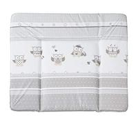 roba Matelas à Langer Gris Imperméable 85 x 75 cm Eulenbabys grau - Bords Rehaussés - pour Table à Langer - Indéchirable et Sans Phtalate - Imprimé Bébés Chouette