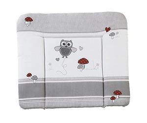 roba Matelas à Langer Nettoyable 85 x 75 cm Adam & Eule - Bords Rehaussés - pour Table à Langer - Sans Phtalate - Motif Chouette - Gris / Rouge