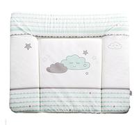 roba Matelas à Langer Nettoyable 85 x 75 cm Happy Cloud - Bords Rehaussés - pour Table à Langer - Sans Phtalate - Motif Nuage Souriant - Vert Eau / Blanc
