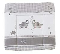 roba Matelas à Langer Nettoyable 85 x 75 cm Jumbotwins - Bords Rehaussés - pour Table à Langer - Sans Phtalate - Motif Éléphants - Gris / Rouge