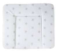 roba Matelas à Langer Nettoyable 85 x 75 cm Little Stars - Bords Rehaussés - pour Table à Langer - Sans Phtalate - Motif Étoiles Grises sur Fond Blanc