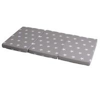 roba Matelas Bébé de Voyage Pliant Little Stars - 60 x 120 cm + Sac de Transport - Housse Amovible - Mousse Ferme et Confortable - Épaisseur 5,5 cm - Gris Étoilé