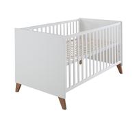 roba Ole - 1911859 - Lit Bébé - 70 x 140 cm - Convertible en Lit Enfant - Jusqu'à 50 kg - Hauteur Réglable - 3 Barres Amovibles - Décor Bois Blanc/Chêne Foncé
