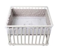 ROBA Parc Bébé 75x100 cm + Tour de Parc de Protection ""Indibaer"" et 4 Roues - Bois Blanc