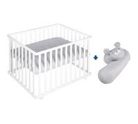 Roba Parc Bébé Carré "Roba Style" + Tapis De Parc + Tour De Lit - Gris Blanc