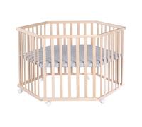Roba Parc Bébé Cosiplay + Tapis De Parc "Roba Style" Gris Et 6 Roulettes - Hêtre Bio Naturel Marron