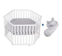 ROBA Parc Bébé hexagonal roba Style + tapis de parc + tour de lit gris blanc TU