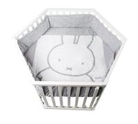 ROBA Parc Bébé Hexagonal + Tour de Parc de Protection ""miffy®"" et 6 Roues - Bois Blanc