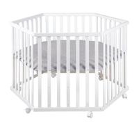 ROBA Parc Bébé roba Style 3 positions + Tapis de Parc Gris et 6 Roues - Bois Blanc blanc TU